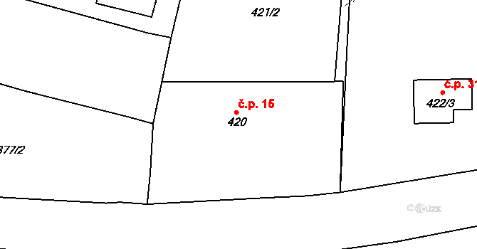 Mašovice 15, Meclov na parcele st. 420 v KÚ Mašovice u Meclova, Katastrální mapa