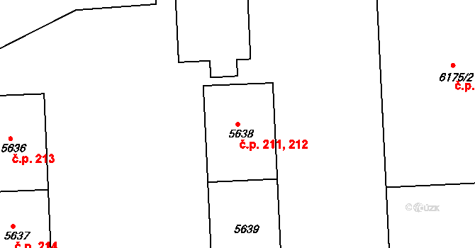 Polabiny 211,212, Pardubice na parcele st. 5638 v KÚ Pardubice, Katastrální mapa
