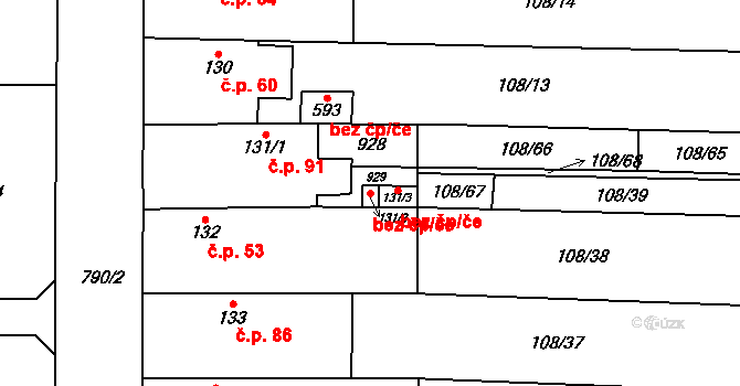 Dolní Beřkovice 78340179 na parcele st. 131/2 v KÚ Dolní Beřkovice, Katastrální mapa