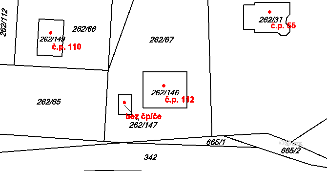 Týn 112, Lomnice na parcele st. 262/146 v KÚ Týn u Lomnice, Katastrální mapa