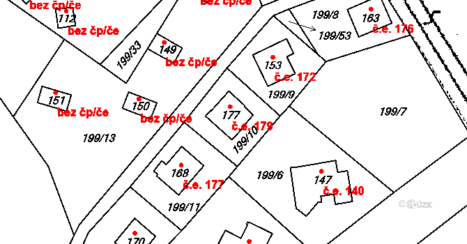 Boňkov 179 na parcele st. 177 v KÚ Boňkov, Katastrální mapa
