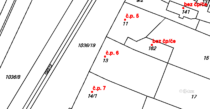 Lhota 6, Pačlavice na parcele st. 13 v KÚ Lhota u Pačlavic, Katastrální mapa