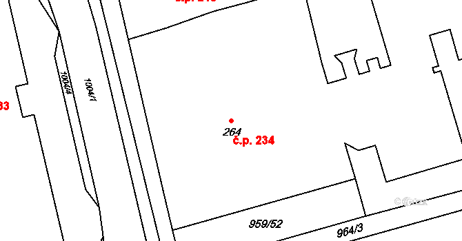 Nezamyslice 234 na parcele st. 264 v KÚ Nezamyslice nad Hanou, Katastrální mapa