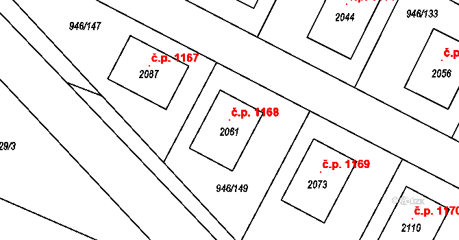 Kostelec nad Labem 1168 na parcele st. 2061 v KÚ Kostelec nad Labem, Katastrální mapa