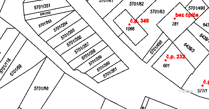 Hrádek 139 na parcele st. 5701/359 v KÚ Hrádek u Znojma, Katastrální mapa