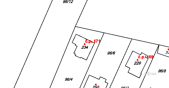 Stará Lysá 171 na parcele st. 234 v KÚ Stará Lysá, Katastrální mapa