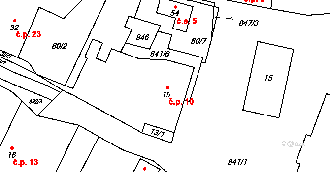 Popice 10, Jihlava na parcele st. 15 v KÚ Popice u Jihlavy, Katastrální mapa