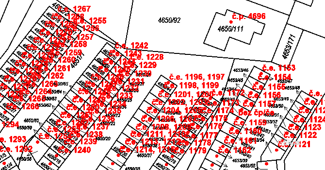 Jihlava 1196,1197 na parcele st. 4650/44 v KÚ Jihlava, Katastrální mapa
