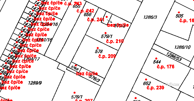 Chlumec nad Cidlinou IV 209, Chlumec nad Cidlinou na parcele st. 578 v KÚ Chlumec nad Cidlinou, Katastrální mapa