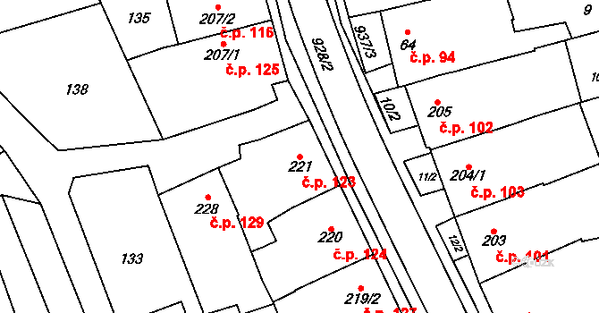 Náklo 123 na parcele st. 221 v KÚ Náklo, Katastrální mapa