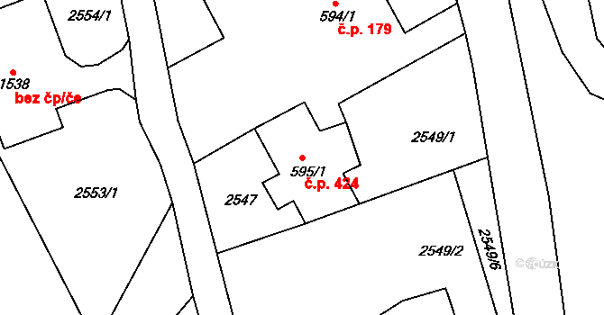 Cvikov II 424, Cvikov na parcele st. 595/1 v KÚ Cvikov, Katastrální mapa