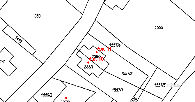 Valy 11, Krompach na parcele st. 238/2 v KÚ Krompach, Katastrální mapa