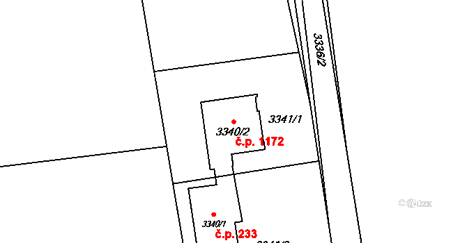 Dolní Lutyně 1172 na parcele st. 3340/2 v KÚ Dolní Lutyně, Katastrální mapa