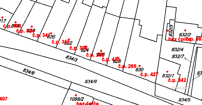 Maloměřice 433, Brno na parcele st. 826 v KÚ Maloměřice, Katastrální mapa