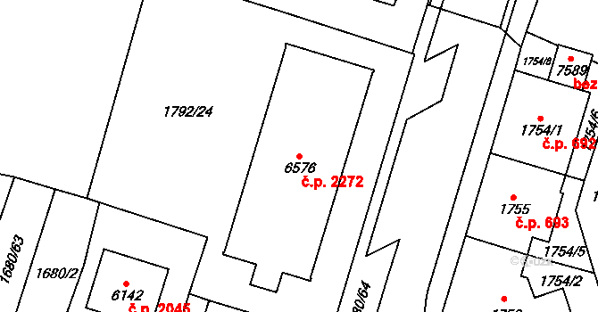 Cheb 2272 na parcele st. 6576 v KÚ Cheb, Katastrální mapa