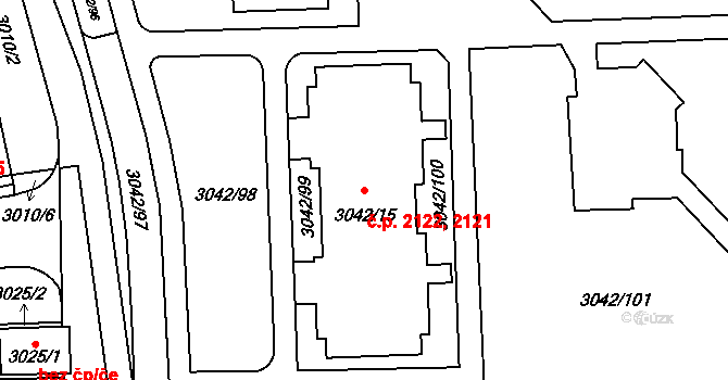 Chodov 2121,2122, Praha na parcele st. 3042/15 v KÚ Chodov, Katastrální mapa