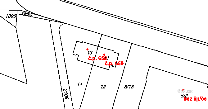 Košíře 659, Praha na parcele st. 11 v KÚ Košíře, Katastrální mapa