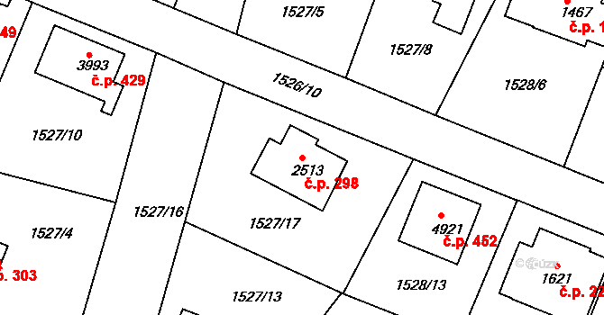 Kryblice 298, Trutnov na parcele st. 2513 v KÚ Trutnov, Katastrální mapa