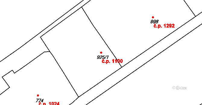 Hodonín 1100 na parcele st. 925/1 v KÚ Hodonín, Katastrální mapa