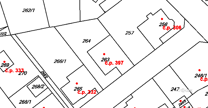 Liberec XI-Růžodol I 397, Liberec na parcele st. 263 v KÚ Růžodol I, Katastrální mapa