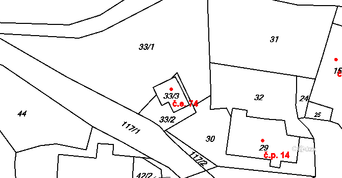 Libov 74, Chuderov na parcele st. 33/3 v KÚ Libov, Katastrální mapa
