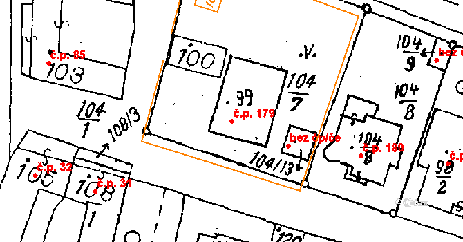 Dyjákovičky 179 na parcele st. 99 v KÚ Dyjákovičky, Katastrální mapa
