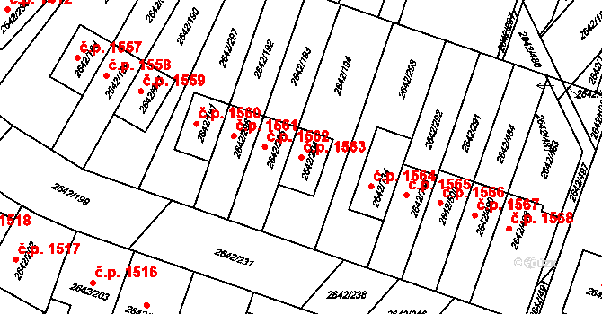 Kuřim 1563 na parcele st. 2642/294 v KÚ Kuřim, Katastrální mapa