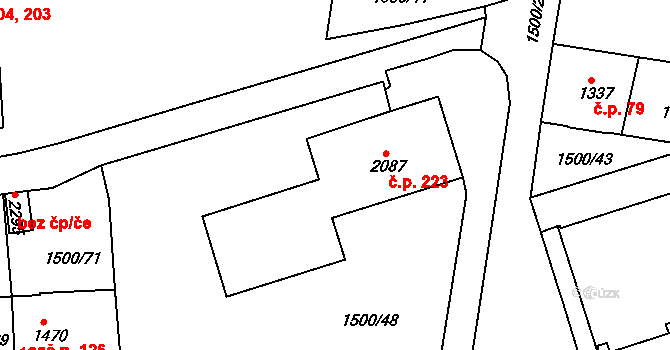 Nádražní Předměstí 223, Český Krumlov na parcele st. 2087 v KÚ Český Krumlov, Katastrální mapa