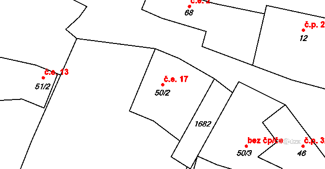Chlum 17, Pšov na parcele st. 50/2 v KÚ Chlum u Novosedel, Katastrální mapa