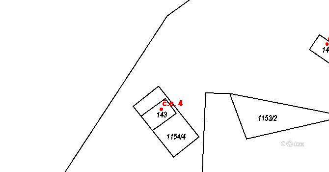 Heraltice 4 na parcele st. 143 v KÚ Heraltice, Katastrální mapa