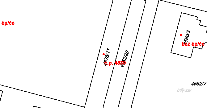 Prostějov 4530 na parcele st. 4578/11 v KÚ Prostějov, Katastrální mapa