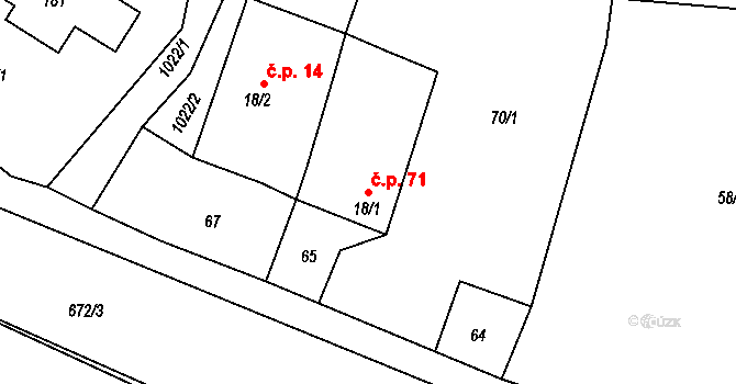 Sudislav nad Orlicí 71 na parcele st. 18/1 v KÚ Sudislav nad Orlicí, Katastrální mapa