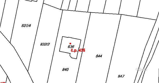 Sepekov 435 na parcele st. 636 v KÚ Sepekov, Katastrální mapa