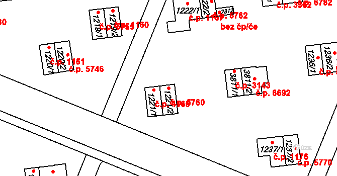 Zlín 5760 na parcele st. 1221/2 v KÚ Zlín, Katastrální mapa