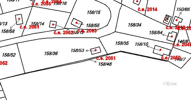 Domanínek 2051, Bystřice nad Pernštejnem na parcele st. 158/53 v KÚ Domanínek, Katastrální mapa