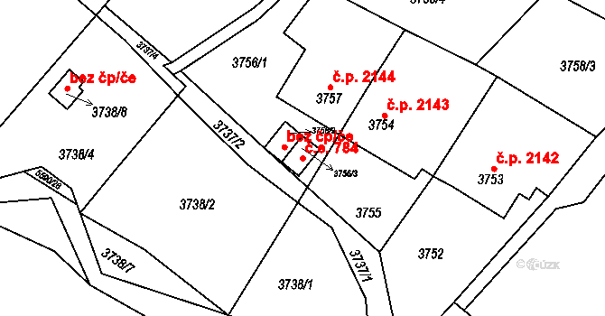 Znojmo 784 na parcele st. 3756/3 v KÚ Znojmo-město, Katastrální mapa