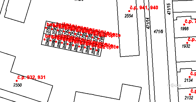 Třebíč 38385180 na parcele st. 2546/1 v KÚ Třebíč, Katastrální mapa