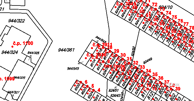 Šumbark 28, Havířov na parcele st. 851/5 v KÚ Šumbark, Katastrální mapa