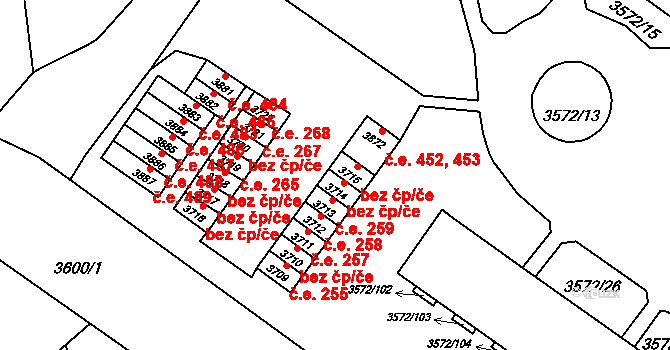Šlapanice 39849180 na parcele st. 3715 v KÚ Šlapanice u Brna, Katastrální mapa