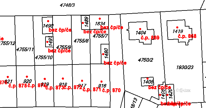 Hrušovany nad Jevišovkou 40959180 na parcele st. 1480 v KÚ Hrušovany nad Jevišovkou, Katastrální mapa