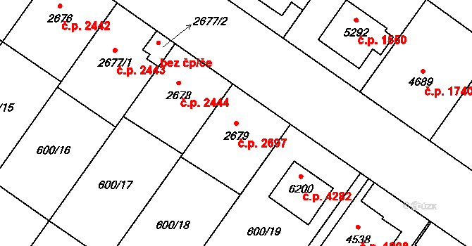 Zlín 2697 na parcele st. 2679 v KÚ Zlín, Katastrální mapa