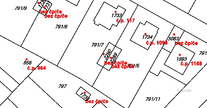 Neratovice 43042180 na parcele st. 2290 v KÚ Neratovice, Katastrální mapa