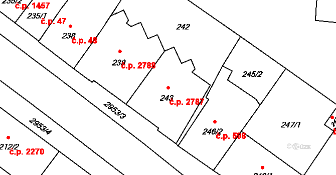 Předměstí 2787, Opava na parcele st. 243 v KÚ Opava-Předměstí, Katastrální mapa