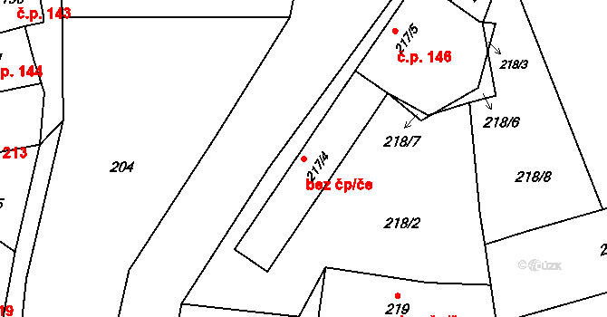 Liboš 47376180 na parcele st. 217/4 v KÚ Liboš, Katastrální mapa