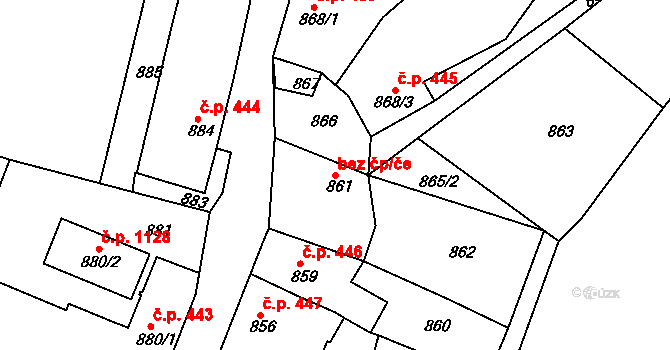 Jemnice 50303180 na parcele st. 861 v KÚ Jemnice, Katastrální mapa