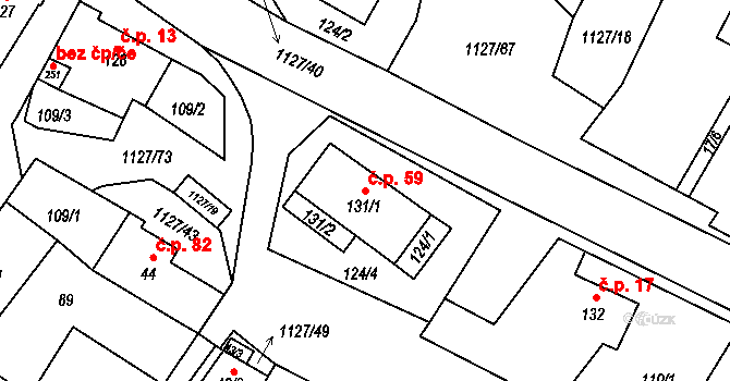 Chlum 59, Hlinsko na parcele st. 131/1 v KÚ Chlum u Hlinska, Katastrální mapa