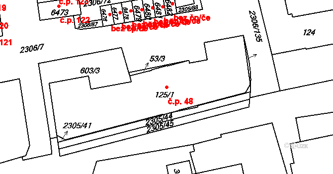Beroun-Město 48, Beroun na parcele st. 125/1 v KÚ Beroun, Katastrální mapa