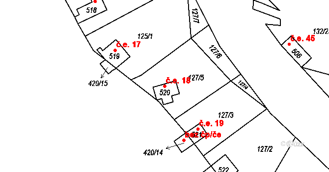Masečín 18, Štěchovice na parcele st. 520 v KÚ Masečín, Katastrální mapa