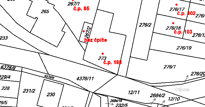 Veselí nad Lužnicí I 188, Veselí nad Lužnicí na parcele st. 273 v KÚ Veselí nad Lužnicí, Katastrální mapa