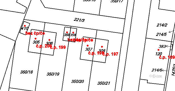 Býšť 198 na parcele st. 307 v KÚ Býšť, Katastrální mapa